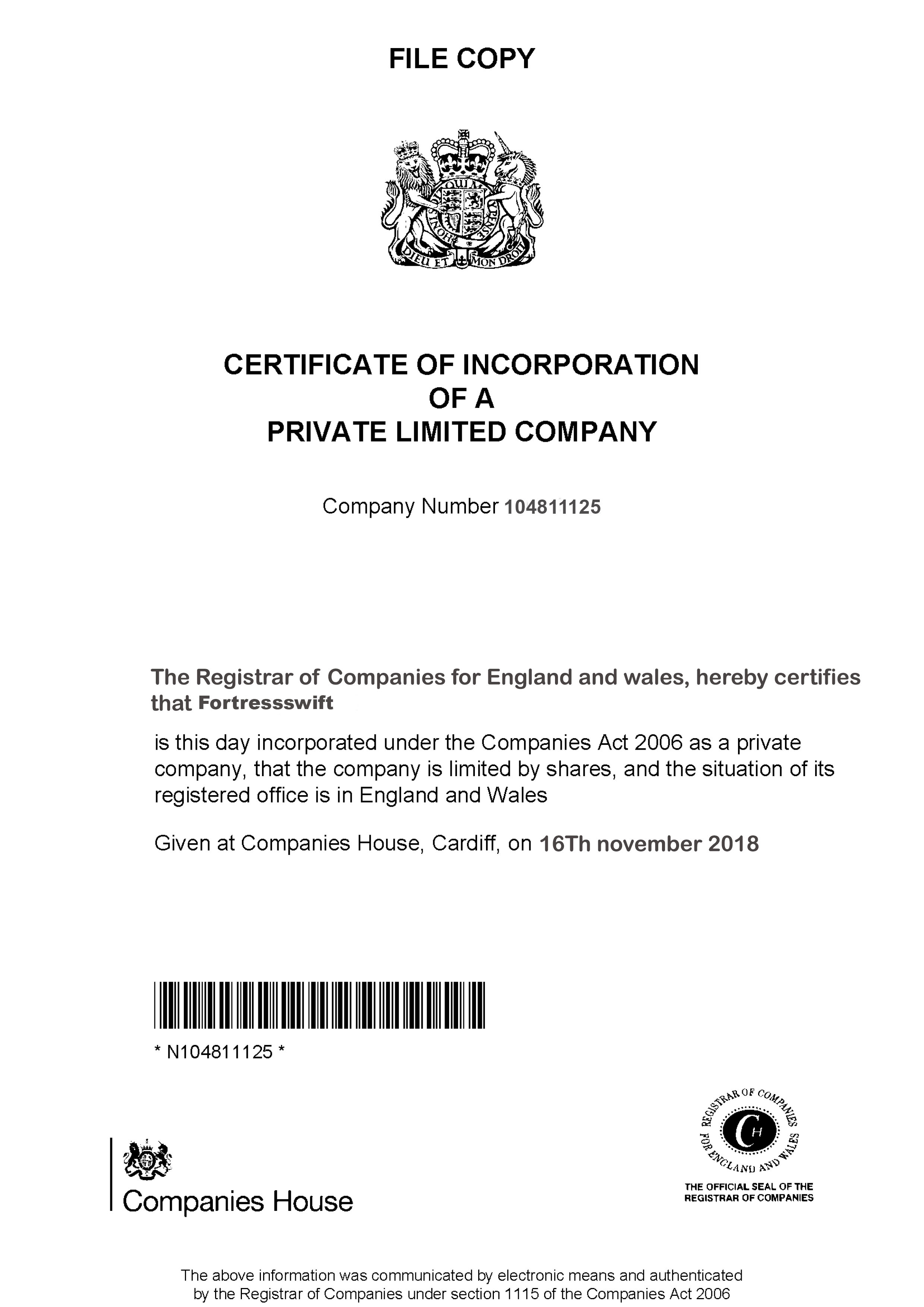 certificate